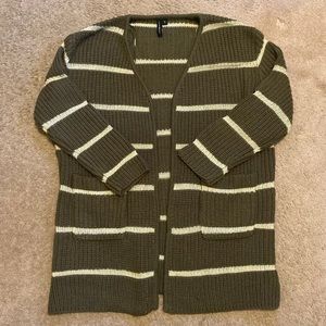 Olive Striped Cardigan